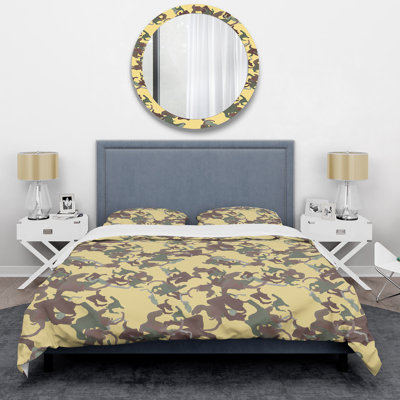 Camouflage jaune tendance - ensemble de housse de couette abstrait - microfibre de polyester