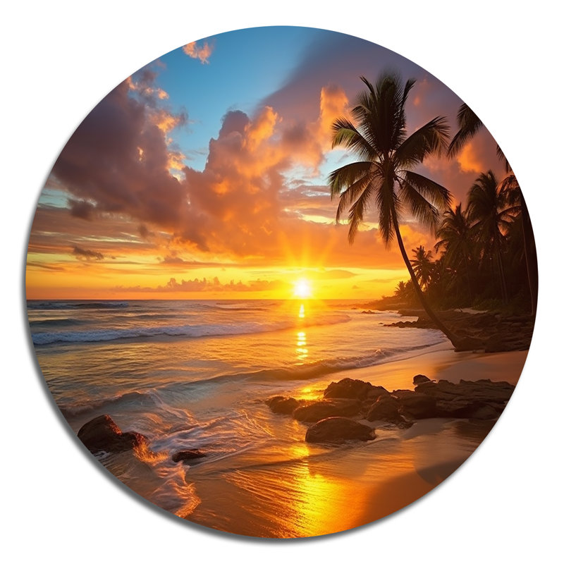Orting - art rond en métal bord de mer, H 36 po x l 36 po x P 1 po