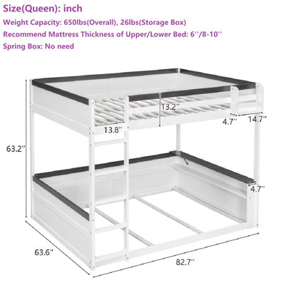 Queen Size Wooden Bunk Bed