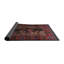 Tapis oriental rouge et brun en laine et polyester tissé à la machine Quattro-490242171