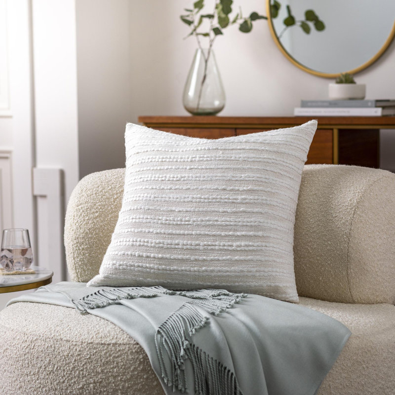 Coussin Amora, Blanc, 18 po x 18 po, Housse de coussin seulement - sans insert