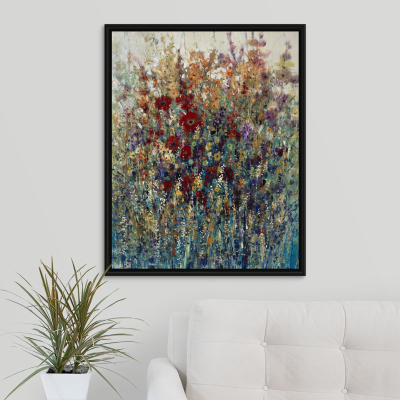 «Petals of Perception», peinture sur toile, H 31,7 po x l 25,7 po x p 1,75 po, Cadre flottant noir