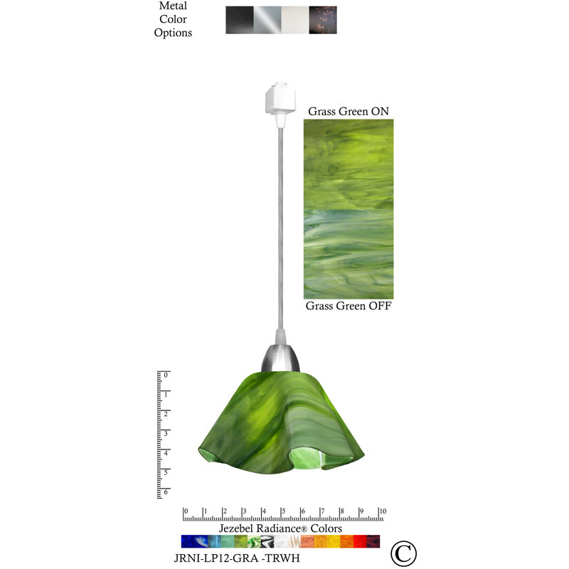 Luminaire suspendu Dale, Petit, Nickel, Vert gazon