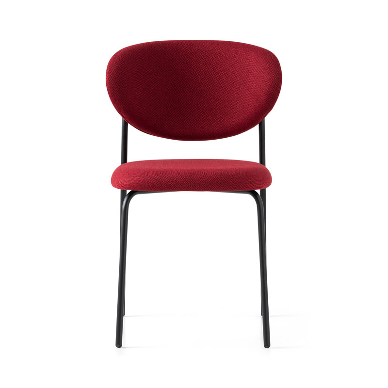 Cozy Upholstered Chair with Metal Frame, Burgundy, Matt Black