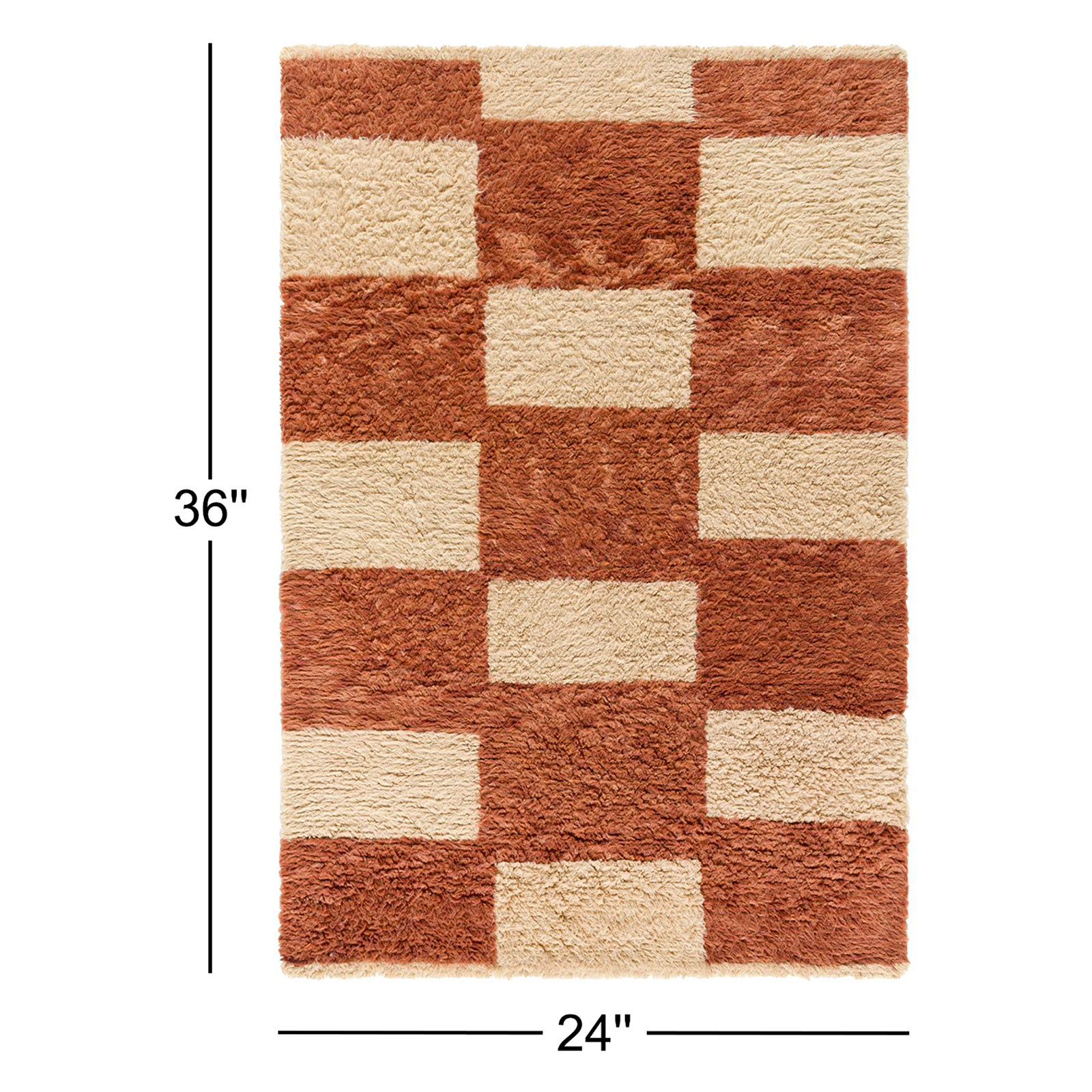 Anemone Hand-Tufted Checkered Shag Rug, Rectangle 2' x 3'