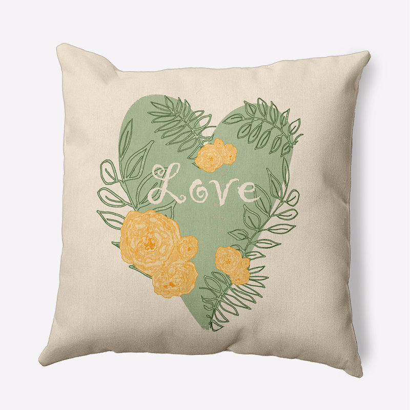Floral Polyester Throw Pillow, 16" H x 16" W, Square