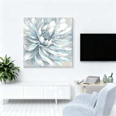 Élégant art mural moderne blanc sur toile sans cadre 16 po x 16 po