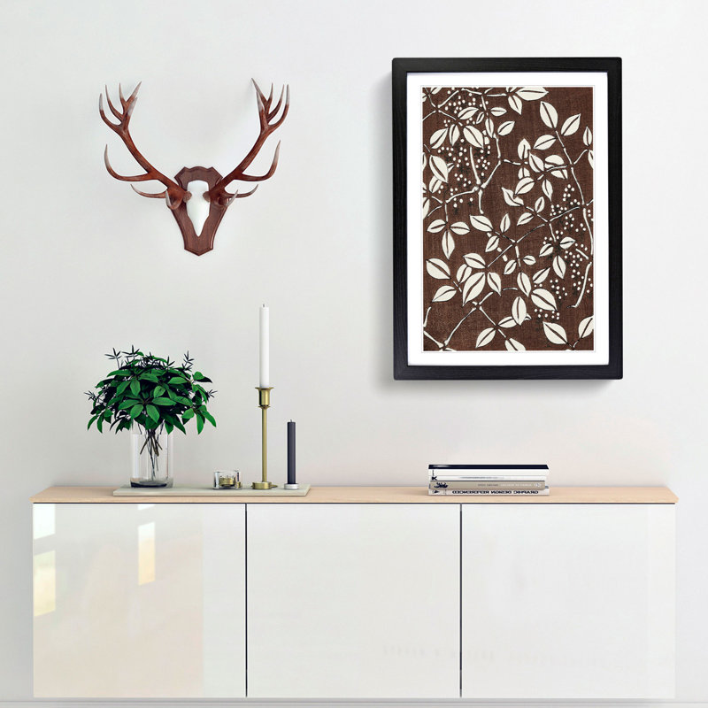 Leaf Pattern by Watanabe Seitei - Picture Frame Painting Print, 48cm H x 36cm W x 2cm D, Black Framed