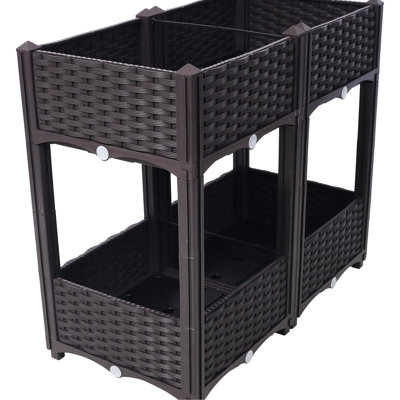 Elevated Garden Box For Outdoor Plants - 31.5"X15.7"X27.7", Brown Polypropylene With Drainage Veggies, Flowers, Herbs Raised 31.5"X15.7"X27.7" Standing Planter Bed