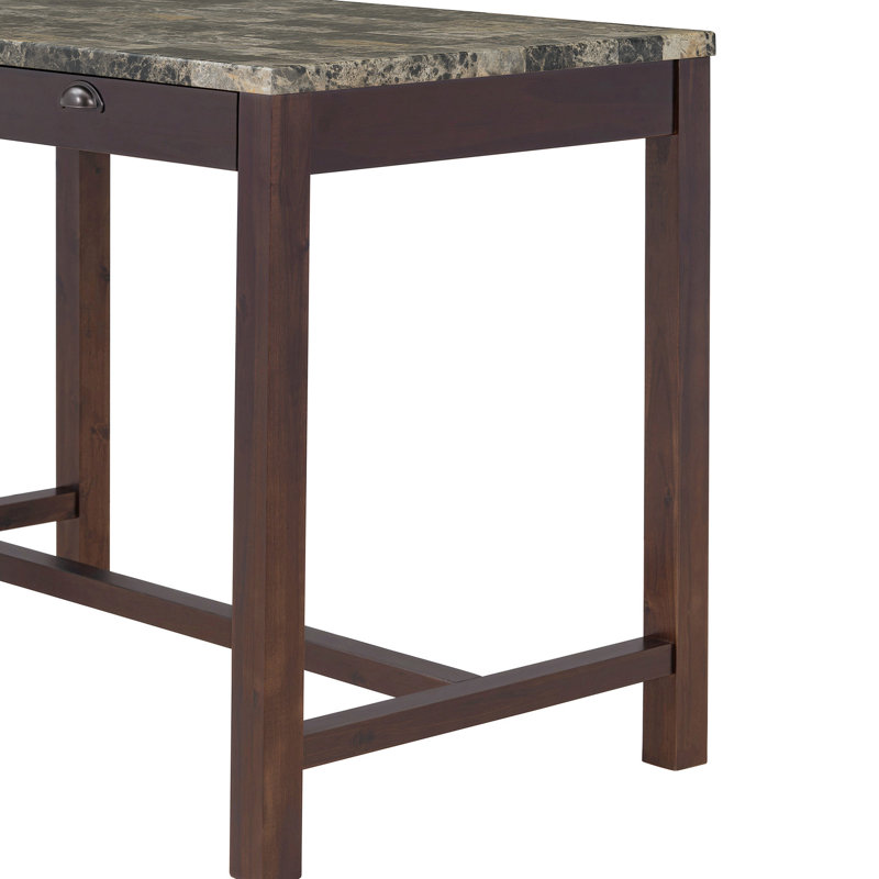 Table en noyer avec tiroirs cachés et tabourets rembourrés, Noyer, 5