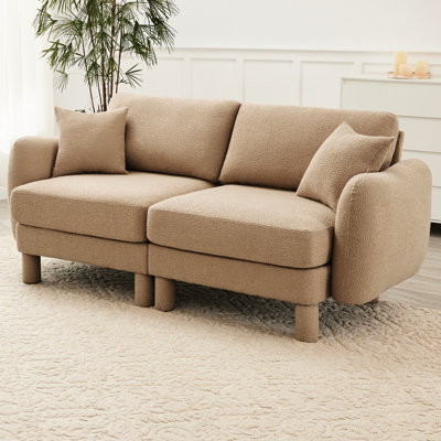 Relaxing 2 In Boucle Fabric With Cylindrical Legs And Modern Look Design Couch Dense Foam Soft Seat Configuration For Office