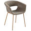 43cm H Boucle Upholstered Metal Upholstered Back Armchair in Beige, Brown