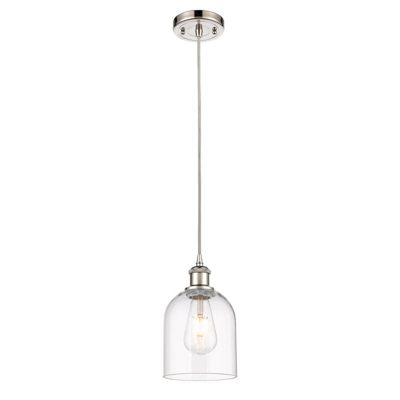 Mini-luminaire suspendu à cordon 6 lumières Ballston Anacaren - 516-G558, Transparent, Nickel poli