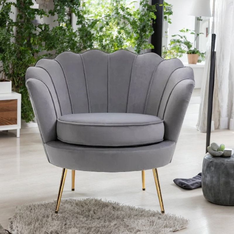Mardina Velvet Lounge Chair, Gray