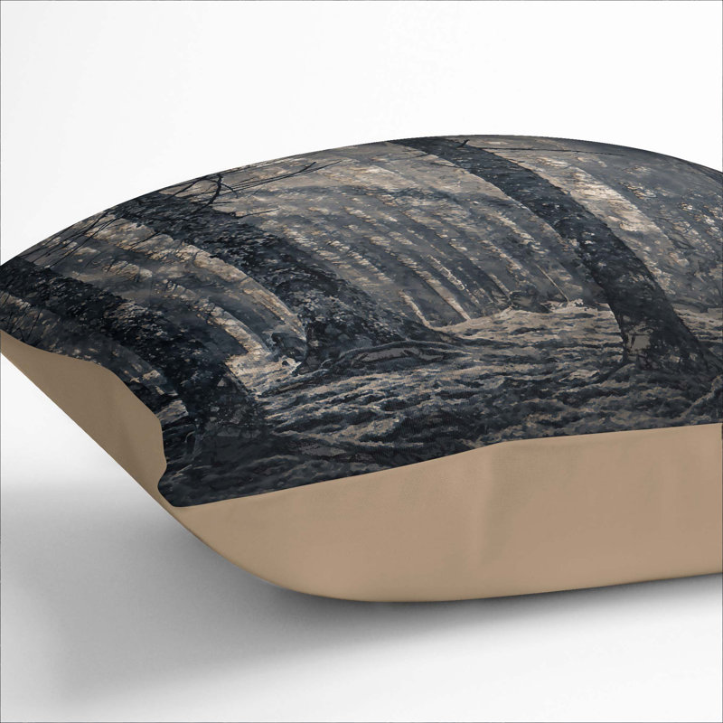 Pine Tree Forest Cushion with Filling, 55cm H x 55cm W x 20cm D, Stone