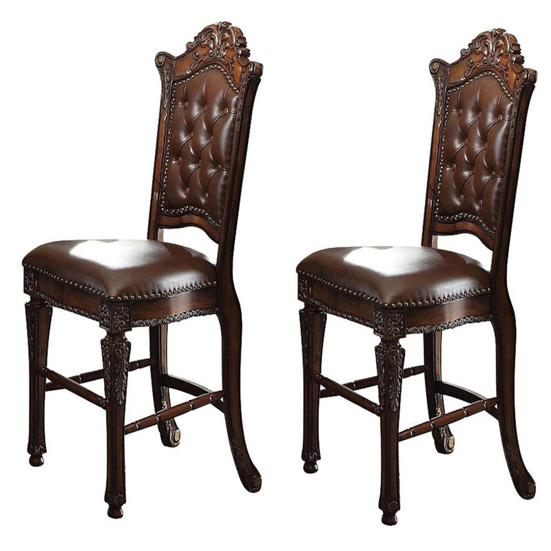 Tabouret à hauteur de comptoir cerise avec garniture cloutée (ensemble de 2)