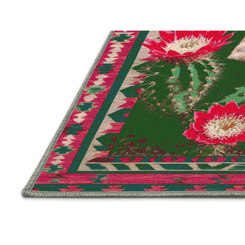  Tapis lavable en forme de figue de barbarie Southwestern, Carré 4 pi
