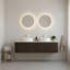 Meuble-lavabo flottant mural 60 po avec 2 lavabos ronds blancs en céramique et 2 tiroirs-1165542499