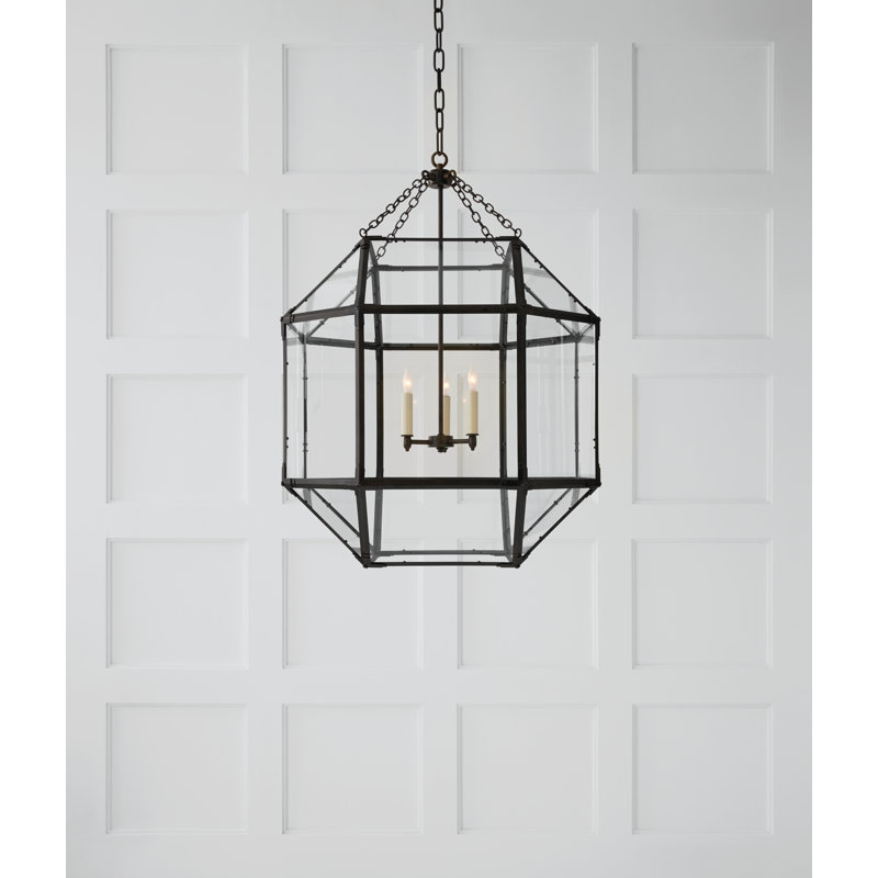 Suzanne Kasler Morris Small Lantern, 30.25" H x 23.25" W x 23.25" D, Clear, Antique Zinc