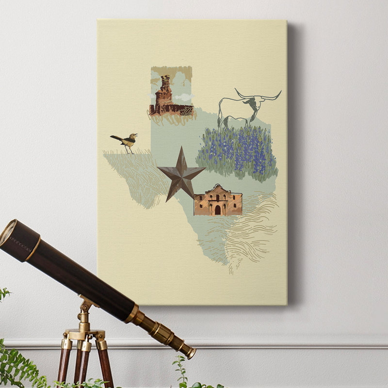 " Illustrated State-Texas ", 60" H x 40" W x 1" D