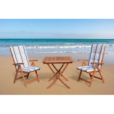 Harp 2 - Person Wood Patio Dining Set with Square Table , Cushions Included