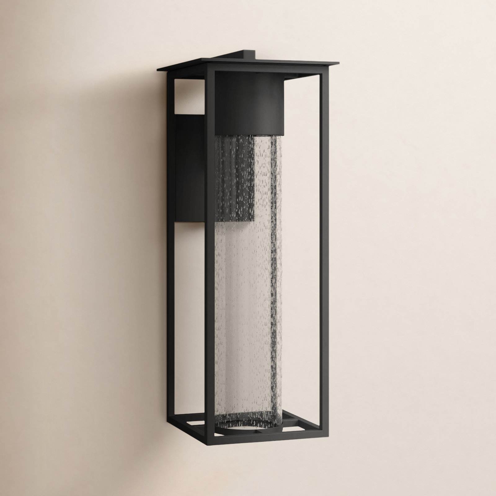 Single Light Outdoor Wall Light, Black, 21.5" H x 8" W x 10" D