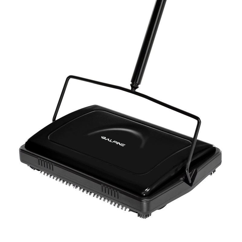 Manual Tile Floor and Carpet Sweeper, Black