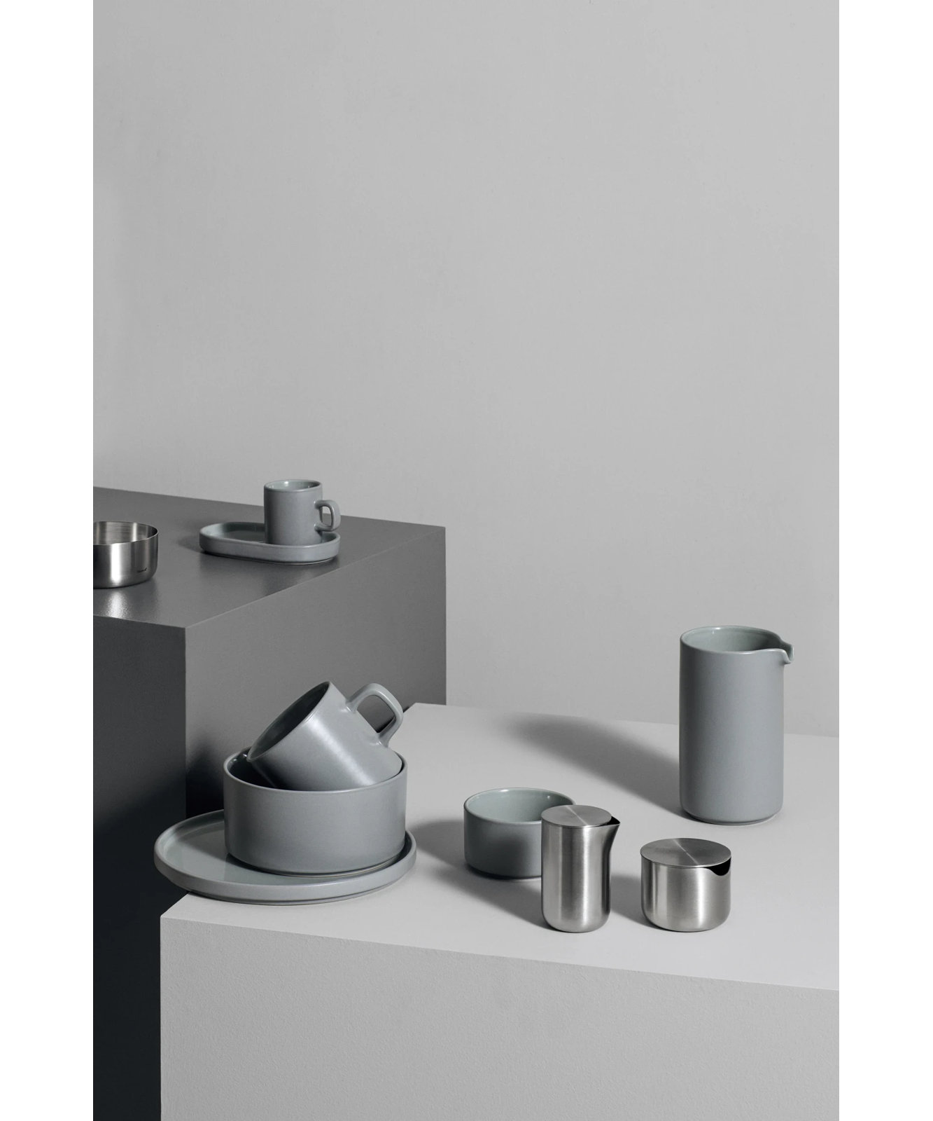 Pilar Small Stoneware Pitcher, Mirage Gray