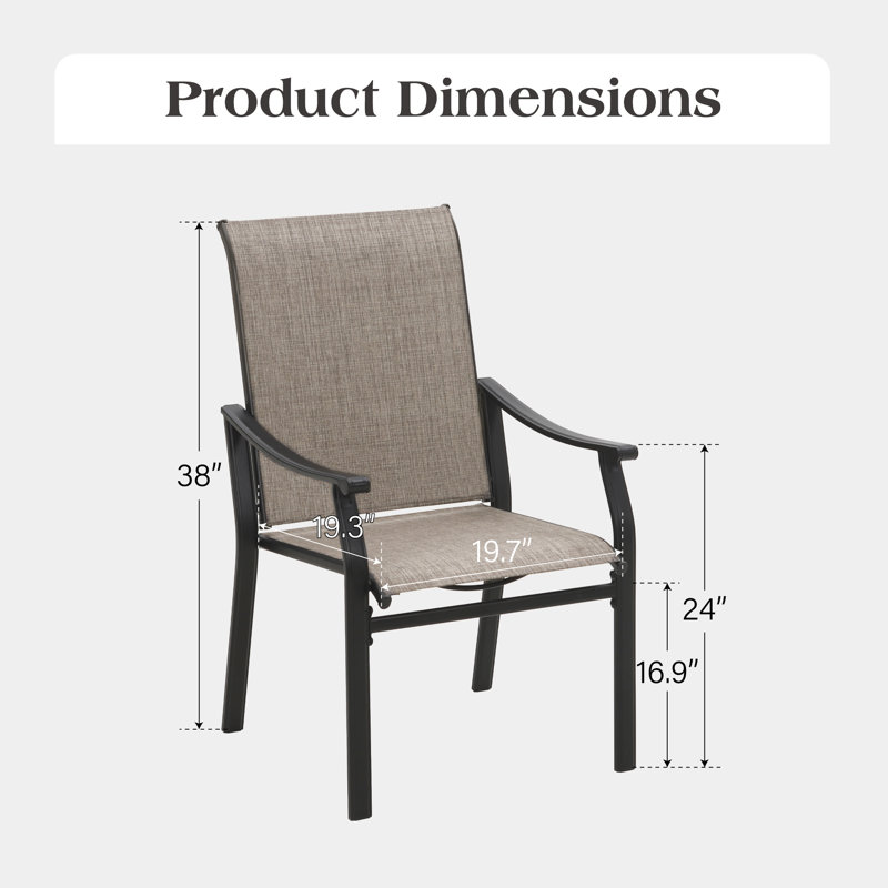 6-Person Rectangle Outdoor Patio Dining Set Wood-Like Metal Table With Chairs