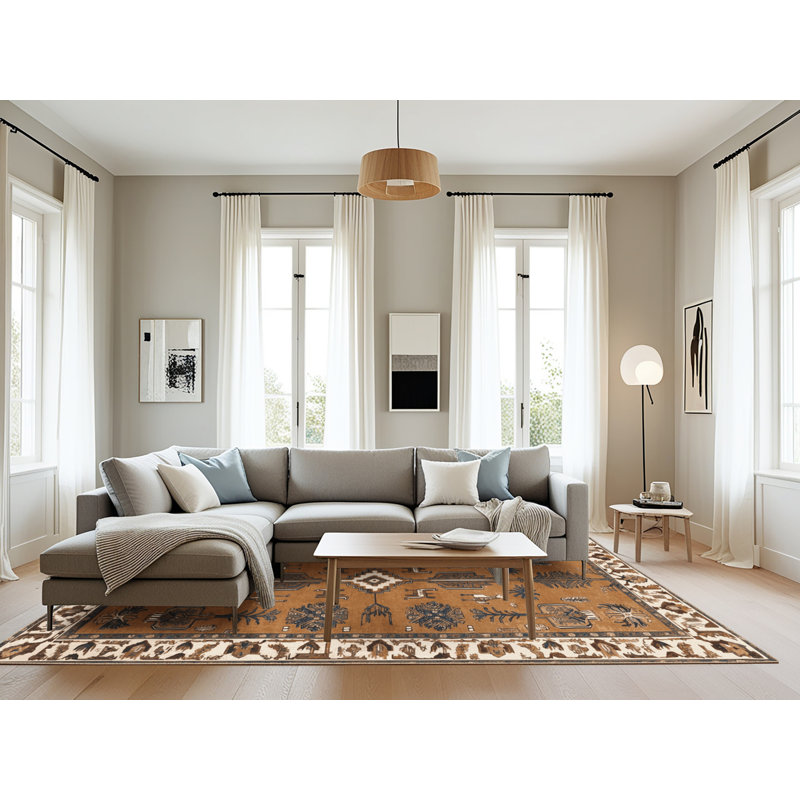 Machine Washable Persian Brown Area Rug, Rectangle 8' x 12'