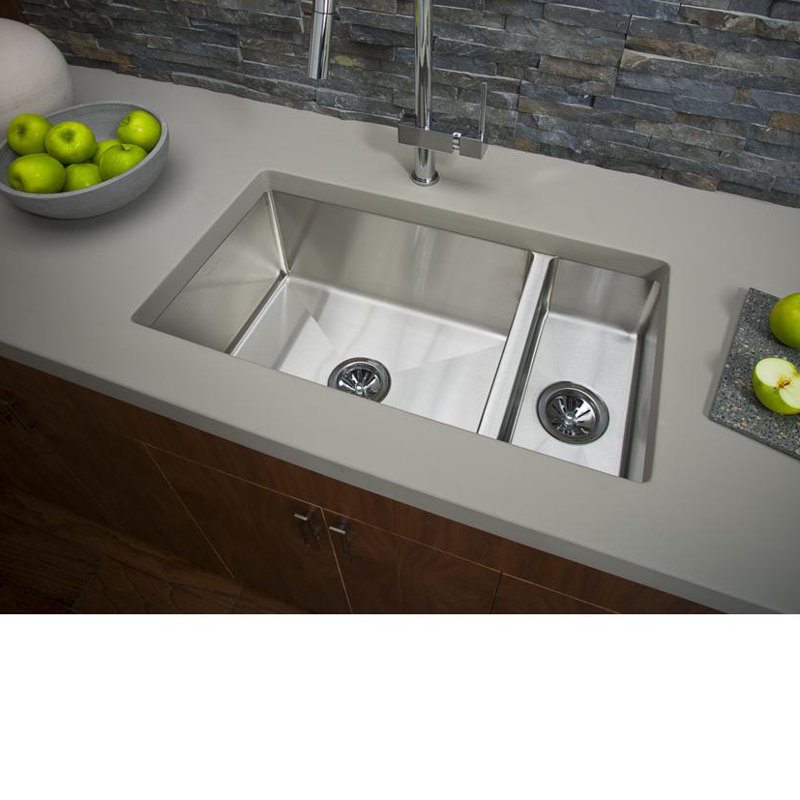 Crosstown 16 Gauge 32" L x 18" W Double Basin Undermount Kitchen Sink