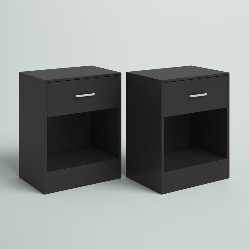 Bojka 1 - Drawer End Table Nightstand, Black