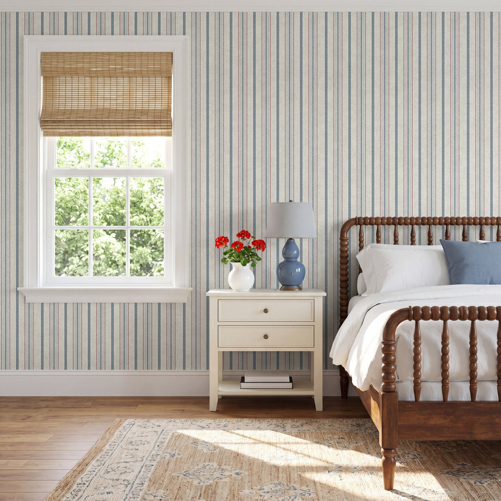 Vardaman Striped Wallpaper, Red/Blue