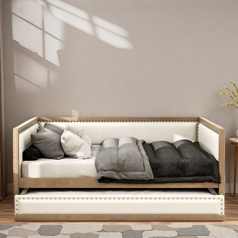 Upholstered Daybed With Trundle And Nailhead Decoration