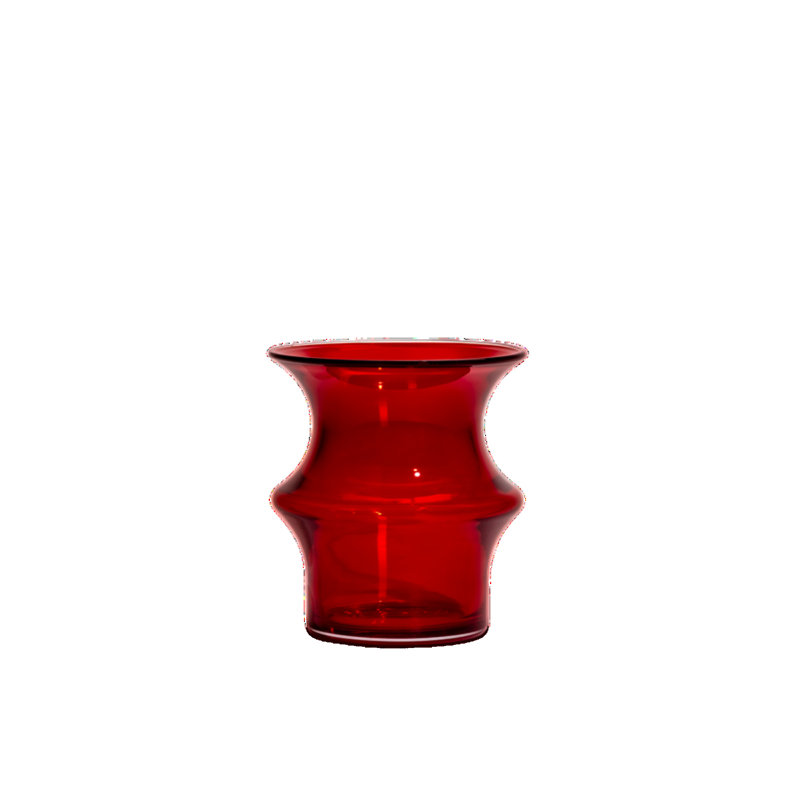 Pagod Handmade Glass Table Vase, Red, 6.6" H x 5.9" W x 5.9" D