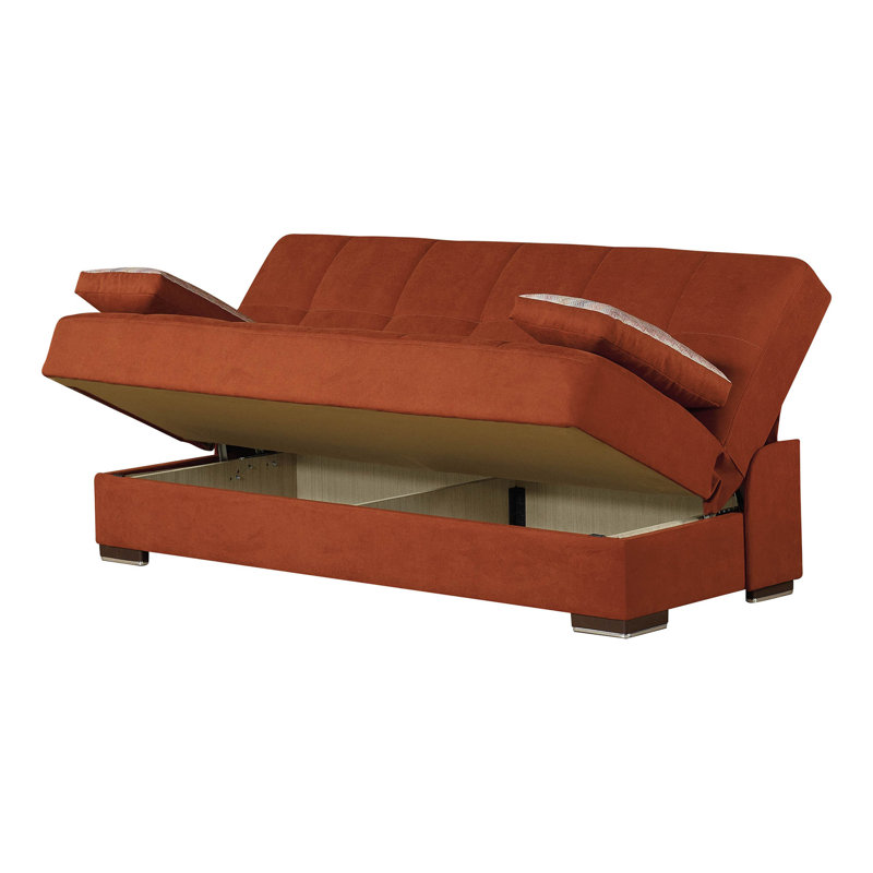 Canapé-lit rembourré convertible avec rangement, Orange