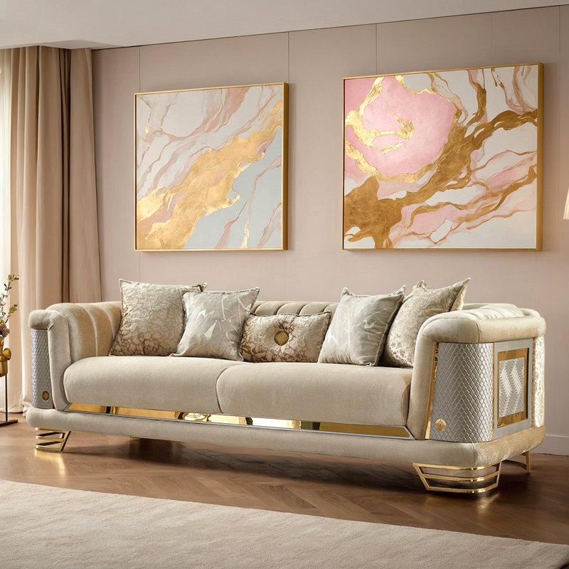 Heidy 4 - Piece Velvet Living Room Set - Thumbnail 2