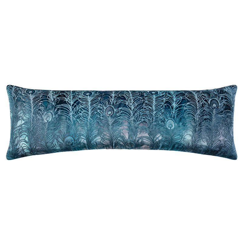 Lumbar Velvet Pillow Cover & Insert, Rectangle 14"H x 40"W, Pacific