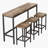 Long Dining Table Set With 3 Stools, Easy Assembly