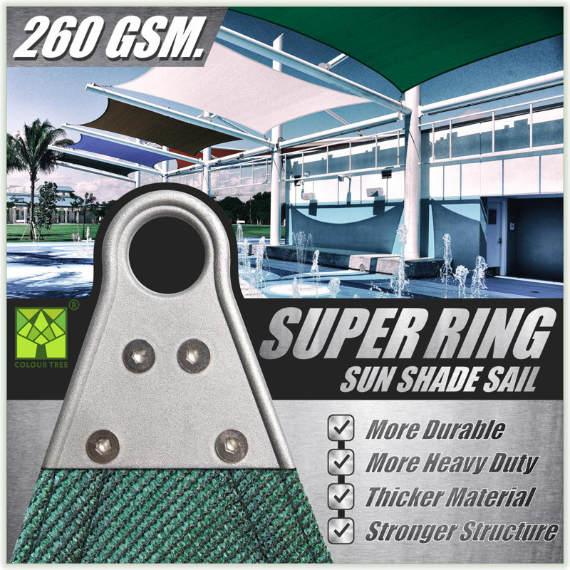 Green High-Density Polyethylene Triangle Shade Sail with Stainless Steel Rings