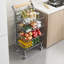 Sturdy 4-Tier Metal Kitchen Trolley on Wheels – Slim Rolling Vegetable and Fruit Storage Cart with Wood Handle – Space-Saving Organizer for Pantry, Bathroom, Office