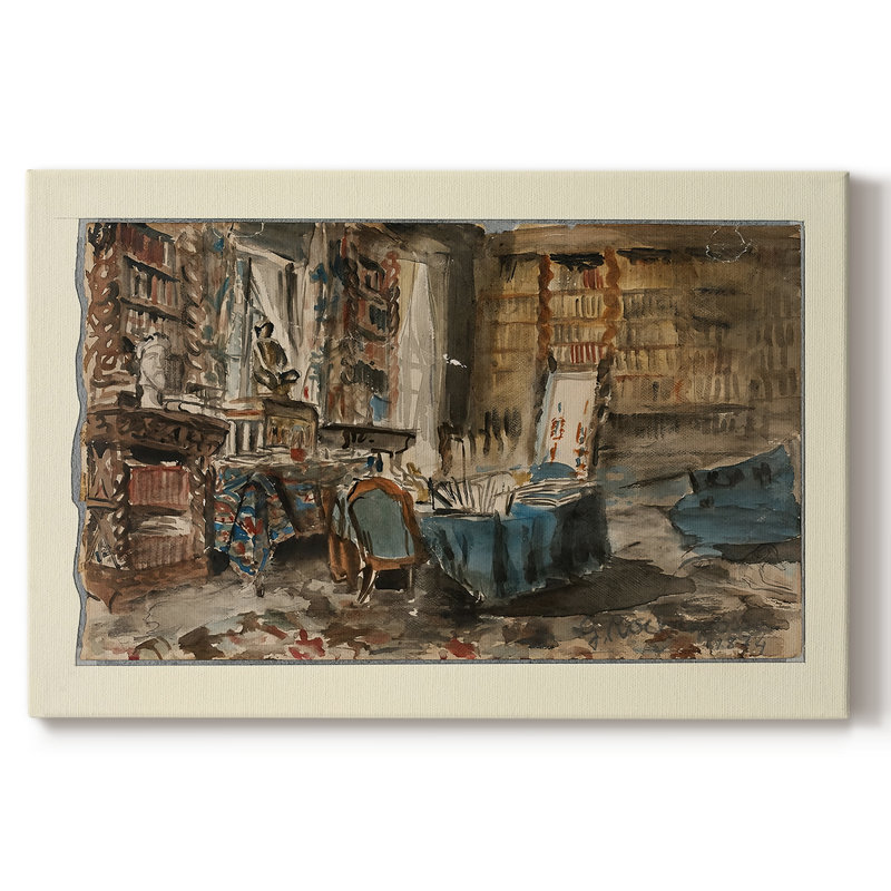 Intérieur d'une bibliothèque / Studio-Georges-Antoine Rochegrosse-Toile tendue avec châssis-1894, 24 x 36