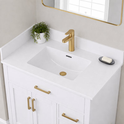 Comptoir de meuble-lavabo en résine 31 po x P 22 po avec trop-plein durable, facile à nettoyer et encastré