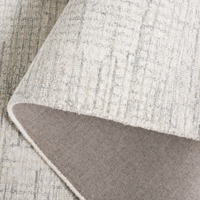 Tapis gris / ivoire en laine / coton touffeté à la main Ebony 926, Tapis de couloir 2 pi 3 po x 9 pi