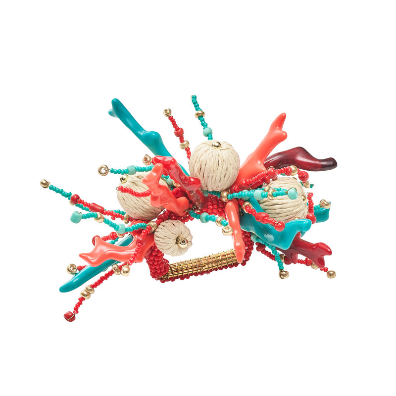 Coral Spray Napkin Ring, Brown/Turquoise