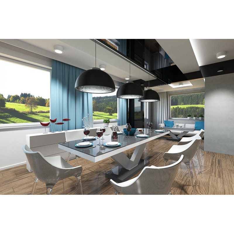 Extendable Dining Table, Grey/White, Grey