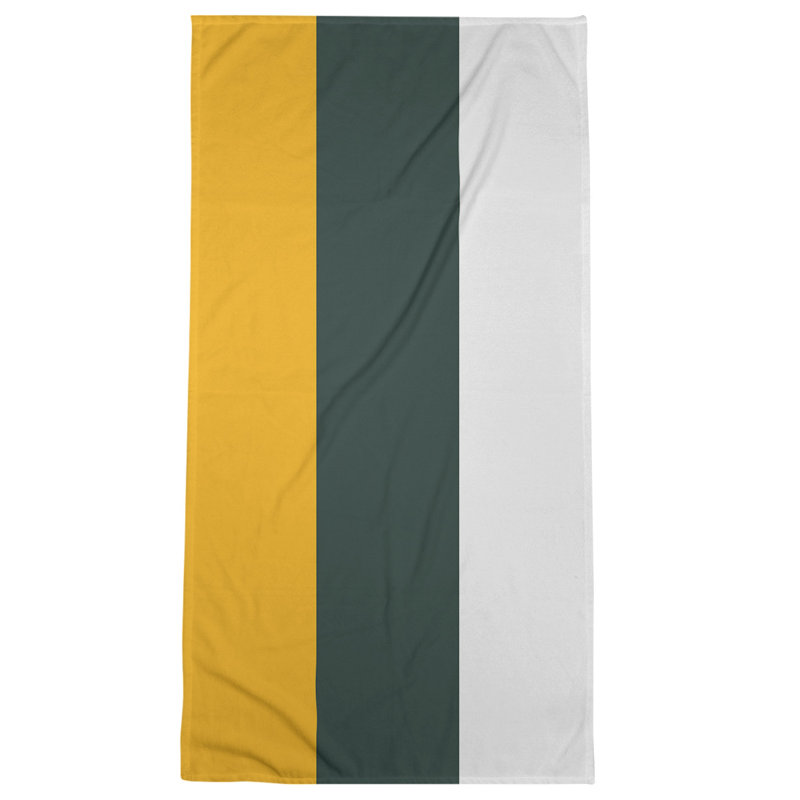 Cotton Blend Beach Towel, Green/Gold/Ivory
