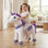 PonyCycle Ride on Unicorn Toy for Kids, White Plush Riding Unicorn with Glitter Horn and Hand Brake, No Batteries, Ages 3-4 and 4-7