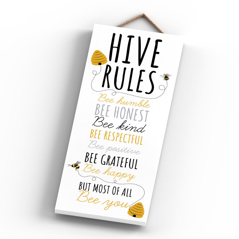 Bee Hive Rules Wooden Wall Décor