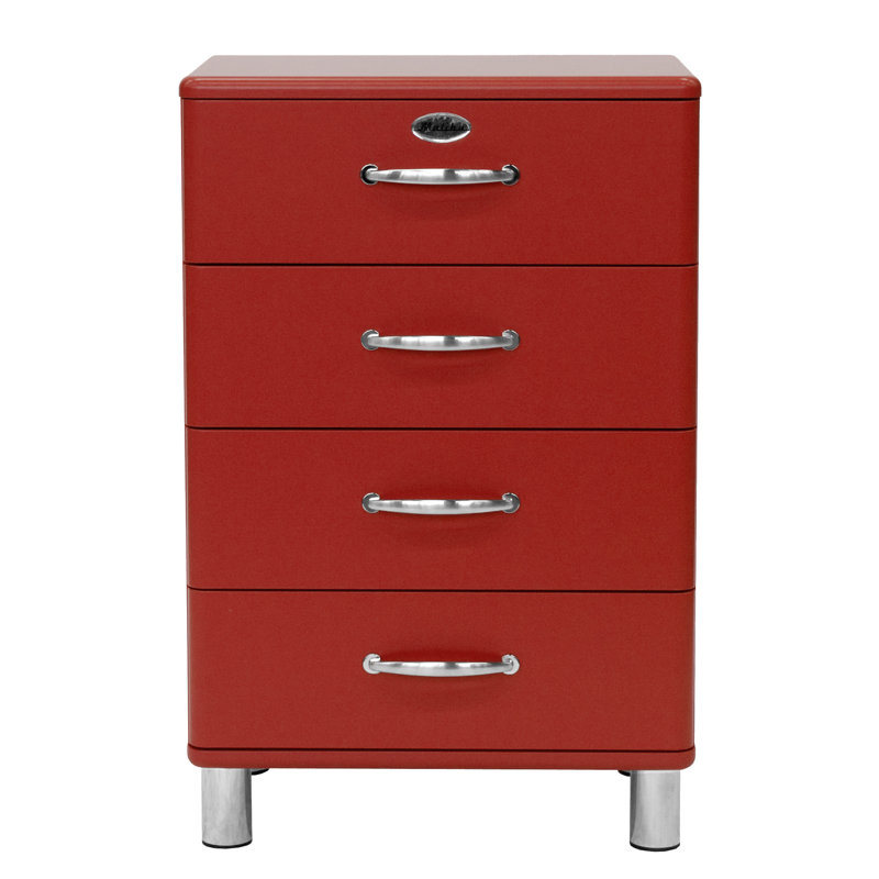 Commode 4 tiroirs Malibu, Rouge